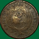 1864 Small Motto Two Cent Piece Very Fine Vf Coin  Damaged  33500