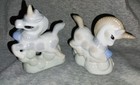 Vtg 1980s Ceramic Unicorn Figurines Set Of 2  Pastel White Gold Accents Mythical