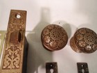 Antique Cast Brass K d Door Knob Set Rosettes  Mortise Lock  W key    883
