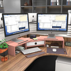 Dual 3 Shelf Computer Riser With Drawer  Adjustable Length And Angle  Desktop 2 