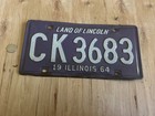 Illinois License Plate 1964 Vintage Purple White Ck3683 Land Of Lincoln