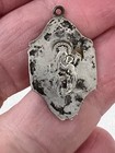 Antique Vintage Silver Religious Charm Pendant 1 X 1 2  Sweet Floral  frame 