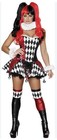 Women s Harlequin Clown Dress Costume  Elastic stretch  Black Red White