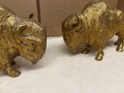 Vintage Solid Brass Buffalo Bison Pair Heavy Western Figures Mcm