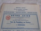 Vintage Share Certificate Stocks Bonds Actions Beton Acier 1954 Steel Concrete