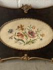 Antique Victorian Period Flower Themed Wood fabric Wall Hanger 21x14in