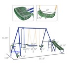 Outsunny Metal Swing Set For Kids With Double Swings Slide Seesaw Glider
