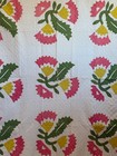 Beautiful Antique 1800s Appliqu   Pink Coxcomb Flowers Quilt  75 x77  Restore