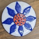 Vtg Southwestern Style Copper Hand Painted Glossy Finish Floral Brooch Pin