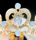 Sapphire Rhinestone Tiara  Girl s Gold Tiara  Heart Shape Tiara  Princess Tiara