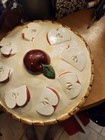 Vtg Over And Back Ceramic Pie Dish Keeper Plate Apple Themed Lid Portugal