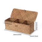 Wicker Shelf Baskets With Lid  Rectangular Small Woven Storage Baskets Boxes    