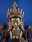 Green Tara Buddha Goddess Bronze Copper Gold Face Statue Turquoise 8    Nepal