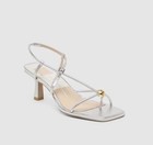 Women   s Silver Leather Strappy Sandal