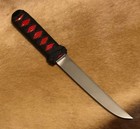 Bgs Custom Made In Usa Knife 6  Blade Edc Utility Black W red Leather W sheath