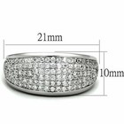 Ladies Silver Band Ring Pave Cubic Zicronia Rhodium 730