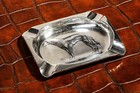 Beautiful Dog Embossed Antique Sterling Silver Ashtray Jewelry Catchall