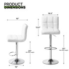 Set Of 4 Bar Stools Leather White Square Pub Seat Adjustable Dining Chair W back