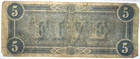 1864  5 Confederate States Of America Note Richmond Va  Bw18