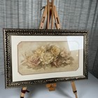 Albena Framed Floral Rose Graphic Print Ornate Metallic Frame Wall Art 29 X 18