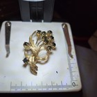 Vtg 10k Yellow Gold Black Sapphire Floral Bouquet Brooch Pin 