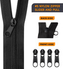 10 Yards Black Nylon Coil Zipper  5 With 20 Metal Sliders Bulk Roll For Diy Sewi