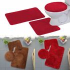 3 Piece Solid Plush Bathroom Rug Set  Bath Mat  Contour Rug  Toilet Lid Cover Us
