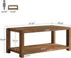 47   Farmhouse Solid Wood Coffee Table With Open Storage Shelf For Living Room