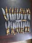Lot Of 30  8 Inches Handmade Damascus Steel Skinner Knives In Stag Horn W sheath