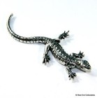 Lizard Gecko Dragon Reptile Silver Pewter Brooch In Gift Box - Uk Made Present