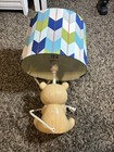 Teddy Bear Nursery Table Lamp With Colorful Geometric Shade     Works Great
