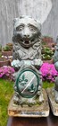 Rare 19th Century Pair Of French Heraldic Shield-bearing Lions - Cast Stone Gate