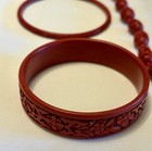 Vintage Chinese Carved Red Beads Necklace  Bracelets And Earring Set  f147 