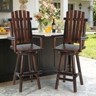 360   Swivel Wood Bar Stools Set Of 2 Outdoor Patio Bar Height Chairs W  Footrest