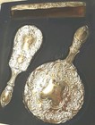 Royal Silver Mirror Brushe Comb Silver Plated  Vanity Set Of 3 Art Nouveau