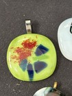 Mixed Lot 6pc Multicolor Handmade Glass   Metal Pendant Charms With Necklace