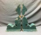 Antique Pair Wood Corbel Roof Bracket Victorian Shabby Green Vtg Chic Old 74-25b
