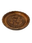 European  Carved Turned Wood Bowl Decorative Floral     bread And Salt   