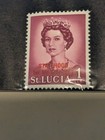St  Lucia Stamp Scott  214  1c  Statehood Overprints In Red   Black  Mlh