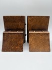 Vtg Faux Leather Stacked Book Ends Pressed Wood Bookends Library Office Decor 7 