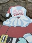 Recreated Douglas Fir Plywood Vintage Christmas Display - 3  Waving Santa Claus