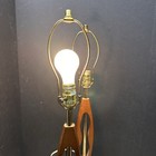 Vtg Pair Of Danish Mid Century Modern Wood Sculptural Table Lamps 1960   s
