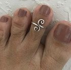 Foot Wear Womens Gift Solid Metal Adjustable Double Swirl Toe Ring 925 Silver