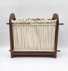 Magazine Rack Newspaper Sewing Holder Cream Fabric Oak Hearts Vintage 18 x15 x7 