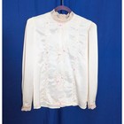 Vtg Donna Morgan Ivory Crochet Embroidered Blouse M l Victorian Light Academia