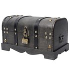 Vintage Wooden Treasure Chest Decorative Box With Lock - 12 2x7 1x7 1  Black