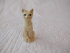 Vintage Ceramic Orange Kitty Cat Figurine Green Eyes