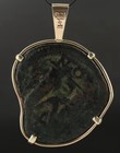 14k Gold Pendant Ancient Byzantine Anastasius I Follis Coin 498-518 Ad