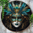 Mardi Gras Venetian Mask Wall Art Colorful Carnival Face Aluminum 8x8  Decor