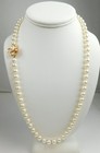 13-14 Kt Gold    7x7 5 Mm Strand Of Cultured Pearls Necklace Pearl Clasp 23  B4387